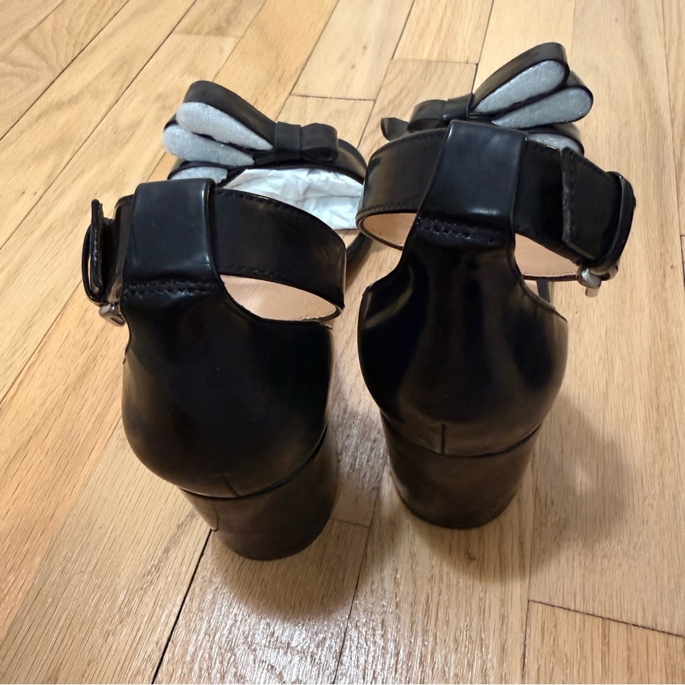 Pour La Victoire Aimee Black Leather Dress Block Heel Sandals Size 7.5 - Picture 9 of 9
